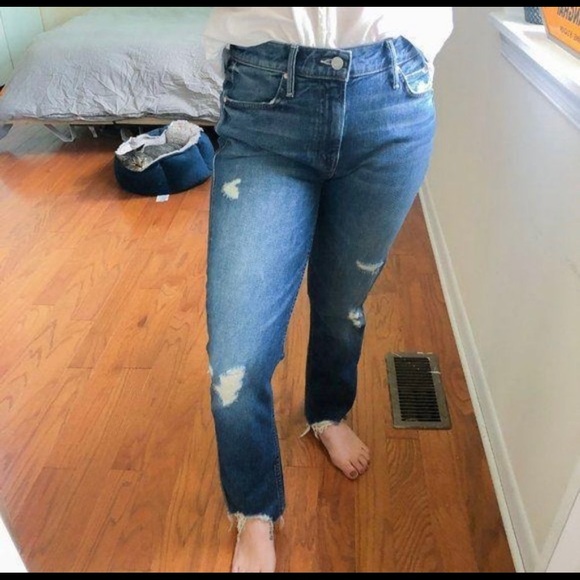 Mother Denim Distressed High Rise Ankle Jeans Blue - Picture 3 of 8